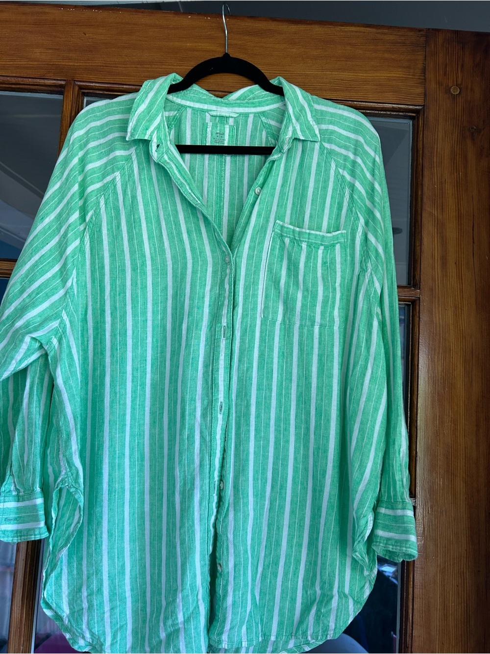 aerie Green and White Striped Top